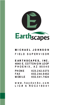 Business Cards Printed for Phoenix Landscaping Company EarthScapes