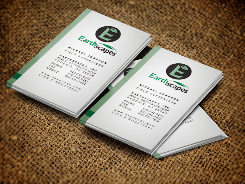 business card printing provided to Phoenix Landscaping company Earthscapes