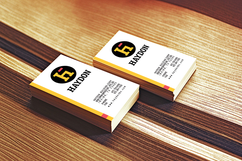 Printed business cards by Graphic Ideals for Haydon Building Corp one of the largest general contractors in the Southwest